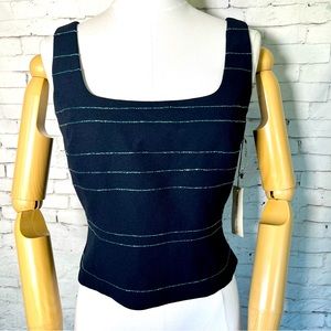 NEW Vintage 90’s Laundry by Shelli Segal Cropped Metallic Striped Sleeveless Top
